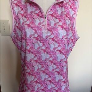 Chic Pink Patterned Women's Short Sleeve Sport Top